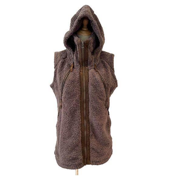 Kuhl Brown High Pile Fleece Vest Hoodie Small Gorpcore Outdoors WInter - Picture 2 of 13